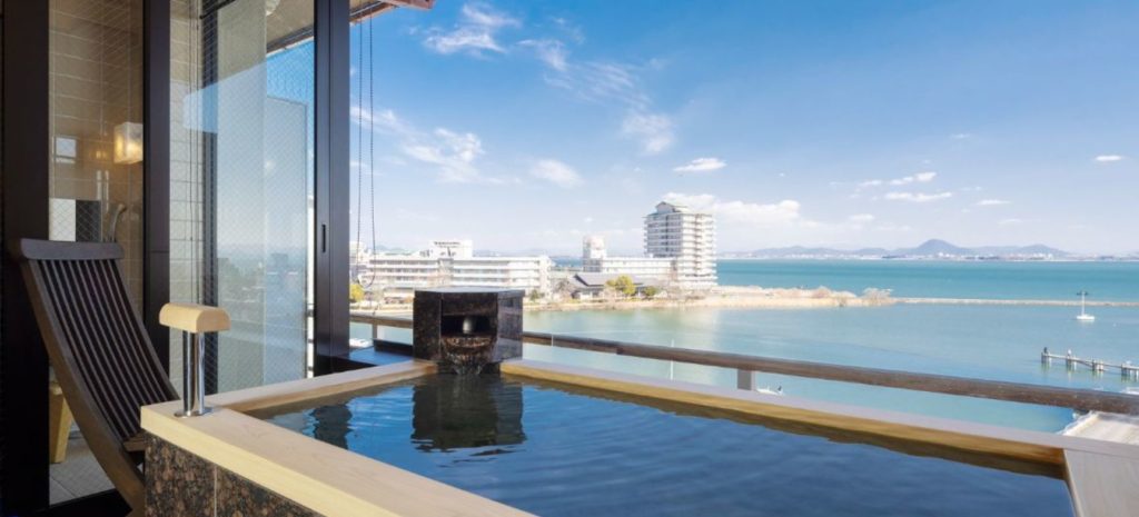 おごと温泉　びわこ緑水亭　部屋風呂